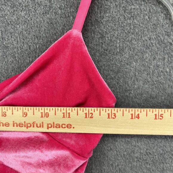 KatieJ NYC Dress Girls Large Pink Velvet Ruched Bodycon Mini Knot Front Cutout - Picture 9 of 16